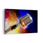 Impression sur Toile 120x80cm Tableaux Image Photo Microphone musique chanteur