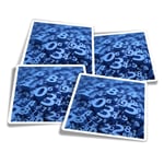 4x Square Stickers 10 cm - Blue Number Art Maths Physics  #12331