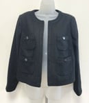 NEW! M&S Woman Marks & Spencer UK16 black tweed non-fasten long-sleeved jacket