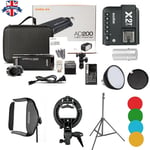 UK Godox 2.4 TTL HSS AD200 Flash+X2T-S Trigger+60*60 Softbox+2m Light Stand Kit