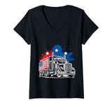 Womens American Truck Driver V-Neck T-Shirt