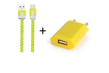 Shot Case Accessoires pour téléphone mobile Pack chargeur "xiaomi redmi 9" smartphone type c (cable noodle 1m + prise secteur usb) murale android (jaune)