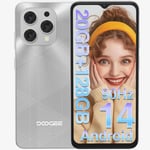 DOOGEE N55 PLUS Android 14 Smartphone(2024), 20GB+128GB/1TB, 90HZ 6.56'' HD+Waterdrop Screen Phones, 5150mAh, 13MP+8MP, 4G Dual SIM Free Unlocked Mobile Phones, Face Unlocked, Widevine L1, OTG-Sliver