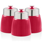 Swan Retro Tea Coffee and Sugar Canisters Set, Kitchen Storage, Red - SWKA1024RN