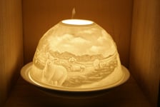 Nordic Lights Stencil Spring Lamb Bone Porcelain Candle Shade Tea Light Holder