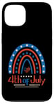 Coque pour iPhone 13 4 juillet 4 juillet arc-en-ciel blanc bleu rouge patriotique