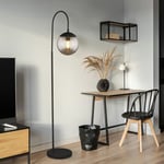 Etc-shop - Lampadaire Lampadaire noir Lampe de salon lampe à arc sur pied avec interrupteur, verre fumé, 1x E27, LxPxH 39 x 25 x 150 cm