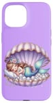 Coque pour iPhone 15 Sirène Lilas Violet Sleepy Coquillage Sous L'eau