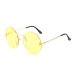 ZZOW Fashion Unique Nose Ring Round Sunglasses Women Vintage Rimless Clear Ocean Lens Eyewear Men Sun Glasses Shades Uv400