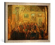 'Image encadrée de Jean-Baptiste Martin "Vue du salon de Diane au Louvre ; unse séance de l'Académie de peinture, d'art dans le cadre de haute qualité Photos fait main, 60 x 40 cm, argent Raya