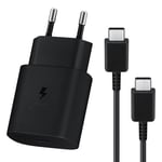 Chargeur Samsung 25W, Chargeur Charge Rapide USB C et 2M USBC Câble Prise Type C Compatible avec Samsung Galaxy S24/S23/S22/S21/S20/Ultra/S24+/Note 20/10/9/A73/A54/A53/A52, Mural Alimentation Secteur