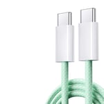 2023 Original USB C-kabel för iPhone 15 Pro Max iPad PD 65W 45W 25W Turboladdningskabel Typ C Snabbladdare för Samsung S23 S22 Grön Green 2m