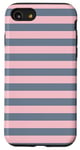 Coque pour iPhone SE (2020) / 7 / 8 Rose Gris rayé Girly Esthétique Preppy Stripes