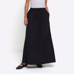 River Island Womens Maxi Skirt Black Elasticated Waist - Size 6 UK