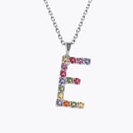 Caroline Svedbom Letter Halsband E / Rainbow Combo (Rhodium)