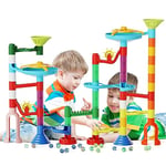 Marble Run,110PCS Building Construction STEM Toy Set for Kids Age 3-12Year, Solid Marble Race Track,Easy to Assemble Learning Educational Marble Rush,Gifts for Boys Girls