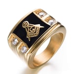 Feinny Bague en Acier Inoxydable pour Homme, AG Maçonnique Franc-Maçon Gratuit et Accepté Maçons Symbole église Croyance Bague Bijoux, Hip Hop Rock Party Prom Personnalité Punk,d'or,12