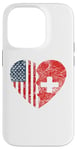 iPhone 14 Pro Swiss American Flags Heart | United States Switzerland Roots Case