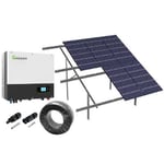 8kW komplett 3-fas hybrid solcellsanläggning - Markbaserad anläggning. Growatt hybrid växelriktare. Alu celler - Rader : 2, Riktning solceller : Stående, Solceller kW : 7,6