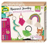 Lena 42839 Eco Macramé Jewelry Kit de création de bijoux pour enfants à partir de 8 ans pour nouer un porte-clés, un collier, un élastique à cheveux et un pendentif arc-en-ciel