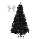 SALCAR Sapin de Noël Artificiel Noir 210cm, Arbre de Noel avec 1025 Pointes de Branche, Gants et Pieds de Sapin de Noël en Métal, Lgnifuge, Assemblage Rapide