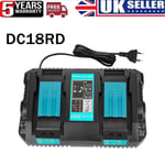 NEW 14.4v-18v MAX For Makita DC18RD LXT Li-ion Twin Port Battery Charger UK Plug