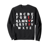 Alphabet ABC I Love You Valentine's Day Heart Sweatshirt