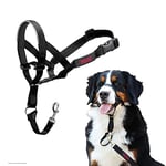 HALTI Headcollar Size 4 Black, UK Bestselling Dog Head Harness to Stop Pulling on the Lead, Easy to Use, Padded Nose Band, Adjustable & Reflective, Professional Anti-Pull Training Aid for Large Dogs