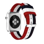 Apple Watch 41mm Series 9 Armband i nylon, blå/vit/röd