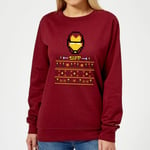 Marvel Avengers Iron Man Pixel Art Pull de Noël Femme - Bordeaux - XL