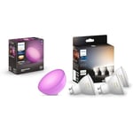 Philips Hue Go 2.0 White & Colour Ambiance Smart Portable Light with Bluetooth, Works with Alexa and Google Assistant & White Ambiance Smart Spotlight 3 Pack LED [GU10 Spotlight]