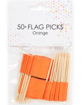 50 Stk Tannpirkere/Cocktailpinner med Orange Flagg 6,5 cm