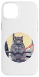 iPhone 14 Plus Cute Grey Fit Muscle Cat Sitting on Gym Lifting Bench Case