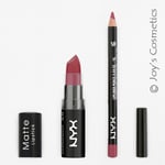 2 NYX Matte Lipstick 15 Whipped Caviar + Slim Lip pencil 860 Peekaboo Neutral