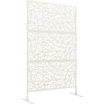 Outsunny - Panneau brise vue décoratif paravent extérieur à motif géométrique ajouré en métal - 122 x 45 x 198 cm, blanc