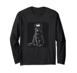 Funny Feline with Crown for a Royal Style Long Sleeve T-Shirt