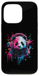 Coque pour iPhone 13 Pro Panda Bear Lover Pop Art portant des écouteurs drôles Panda Bear