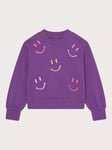 Monsoon Kids' Happy Face Cotton Sweatshirt, Purple