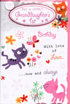 Our Granddaughters 1st Birthday Card Large Girls 8 Page Insert Sweet Verse 9"x6"