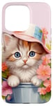 iPhone 15 Pro Max Pink Cat Accessories For Women And Girls Cute Wild Flower Case