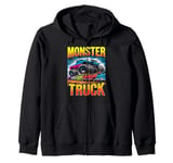 Monster Truck Crushing Cars Tee for Monster Truck Lovers Zip Hoodie