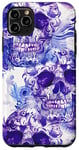 Coque pour iPhone 11 Pro Max Aquarelle violette ethnique horreur bleu feu flamme crâne