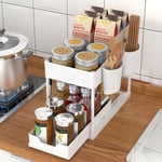 Haloyo - Etagere de Rangement sous Evier Rack avec tiroir coulissant pour Cuisine et Salle de Bain-2 Niveaux-ABS Support de Rangement Organiseur