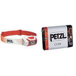 PETZL Actik Core, Rechargeable Front Lamp, Red, U, Unisex-Adult & Core Rechargeable Battery