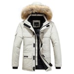 Doudoune Homme Hiver Épais Outwear Blouson Sport Chaud Manteau Militaire Parka Fausse Fourrure Avec Coupe-Vent Fit Grande Vêtements Masculin Xdm3