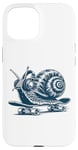 iPhone 15 Snail Skating wearing Headphone Audiobook Music Lover Case