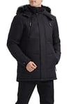 Orolay Manteau D'hiver Décontracté à Capuche pour Homme avec Fausse Fourrure Noir XL