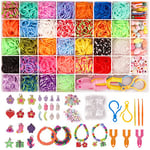 2500+ Elastique Bracelet Kit, 40 Grilles Bricolage Élastique Loom Bands Kit, Enfant Caoutchouc Bracelet Collier Jouets avec Boîte de Rangement et Charmes, Cadeaux Creation Anniversaire pour Fille