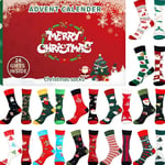 Men Women 24 Days Countdown Christmas Socks Advent Calendar Present