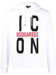 Dsquared2 Mens Big Icon Printed logo Hoodie in White Cotton - Size X-Large